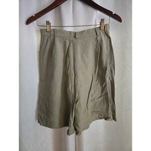 Canvasbacks Linen Blend Shorts High‎ Waist Olive Green Casual Size 6